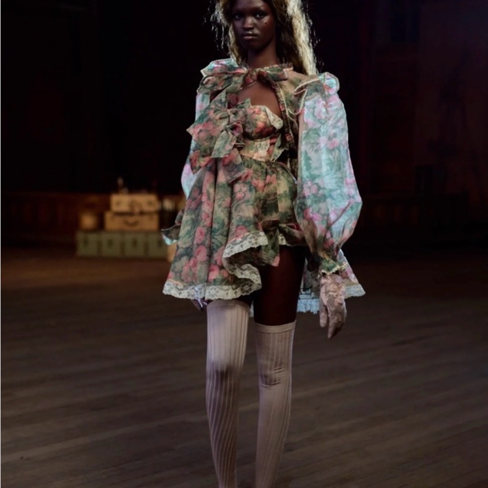 Selkie Pink and Green Floral Dress
